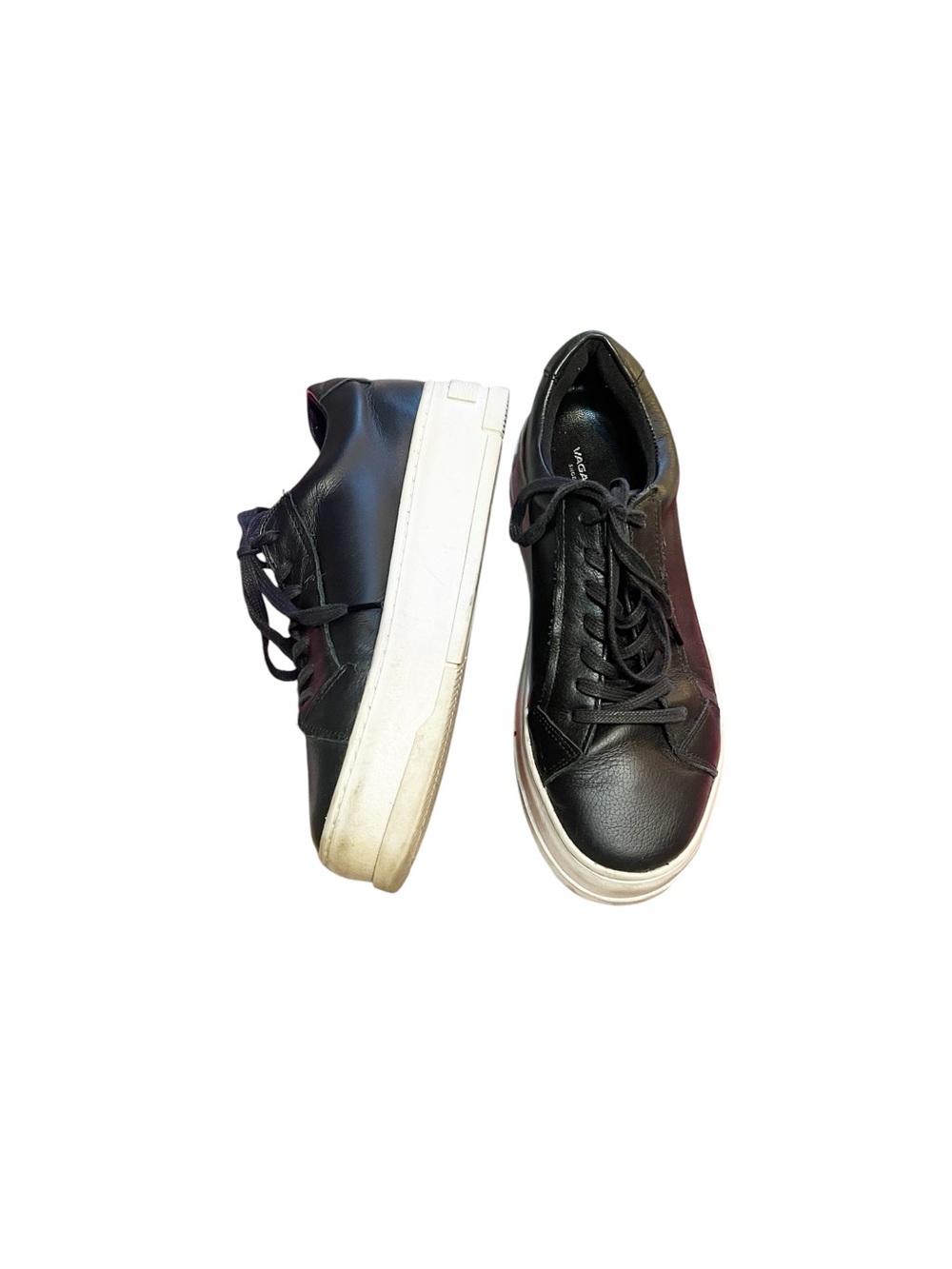 Vagabond Black Leather Sneakers with White Platform Sole